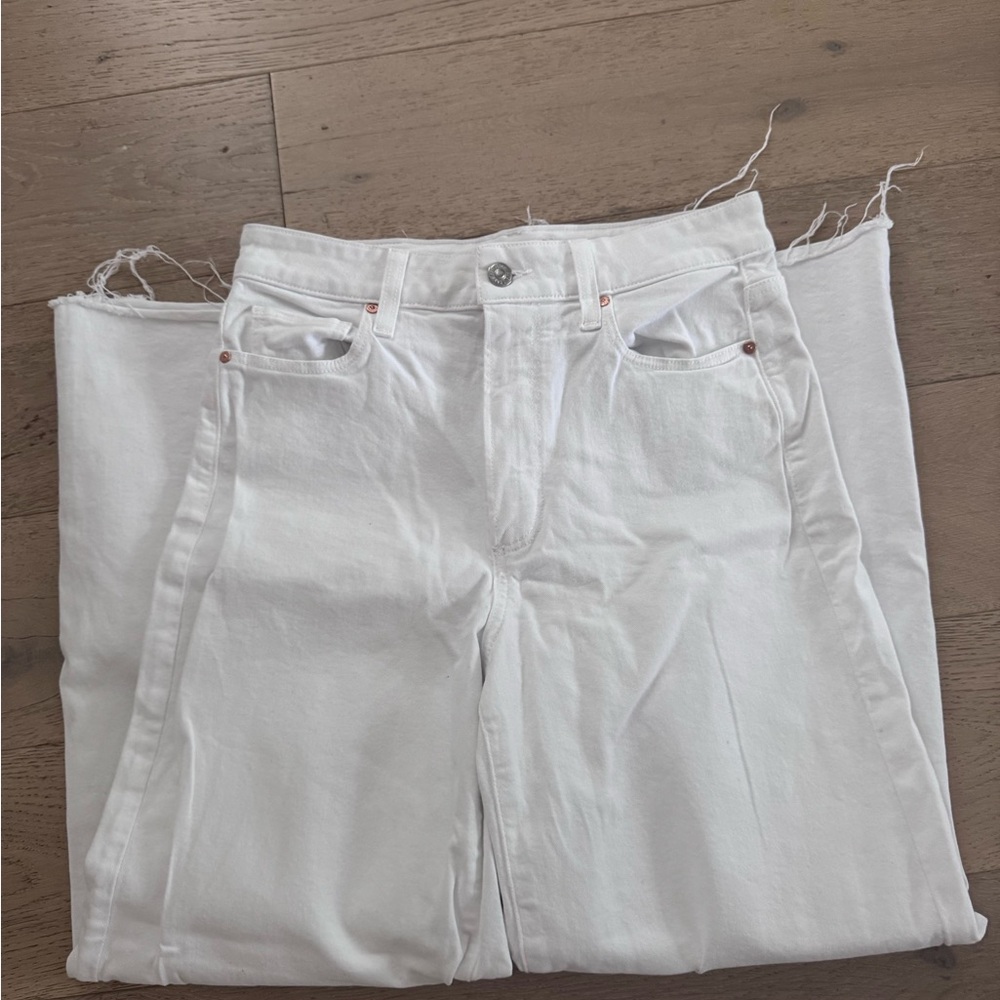 PAIGE White Frayed Hem Jeans